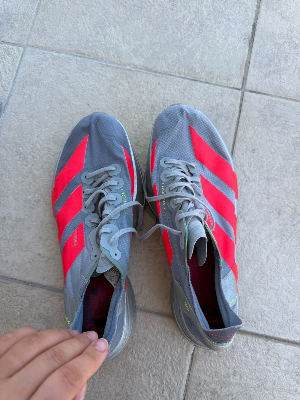 adidas Gray Sneakers with Bright Red Stripes